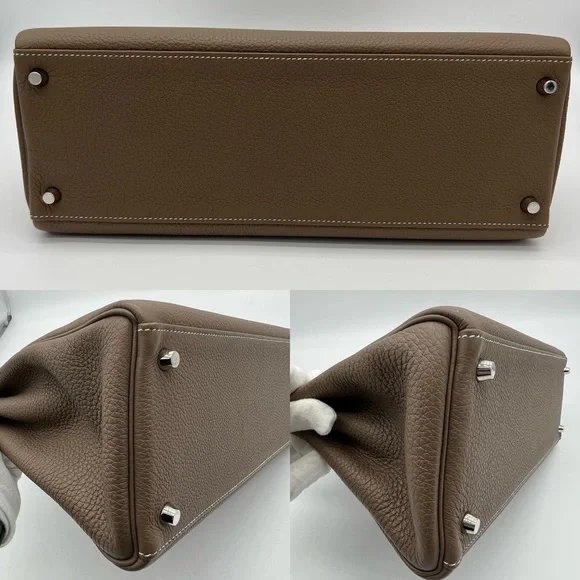 Authentic Hermès Togo Retourne Kelly 35 in Etoupe - Picture 8 of 11